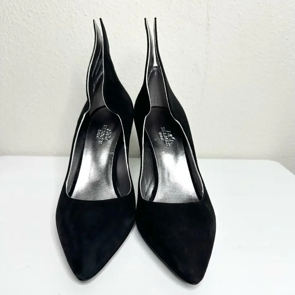 HERMES Victoire 90 Pumps Black Suede Heels Size 37 - Picture 3 of 11